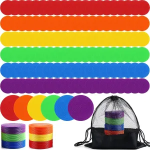 120 Pcs 4.72 Inch Poly Spot Markers for Gym Floor Poly Dots Vinyl Floor Markers Non Slip Flat Cones Poly Spots for Gym Floor Soccer Basketball Speed Agility Training Classroom Org