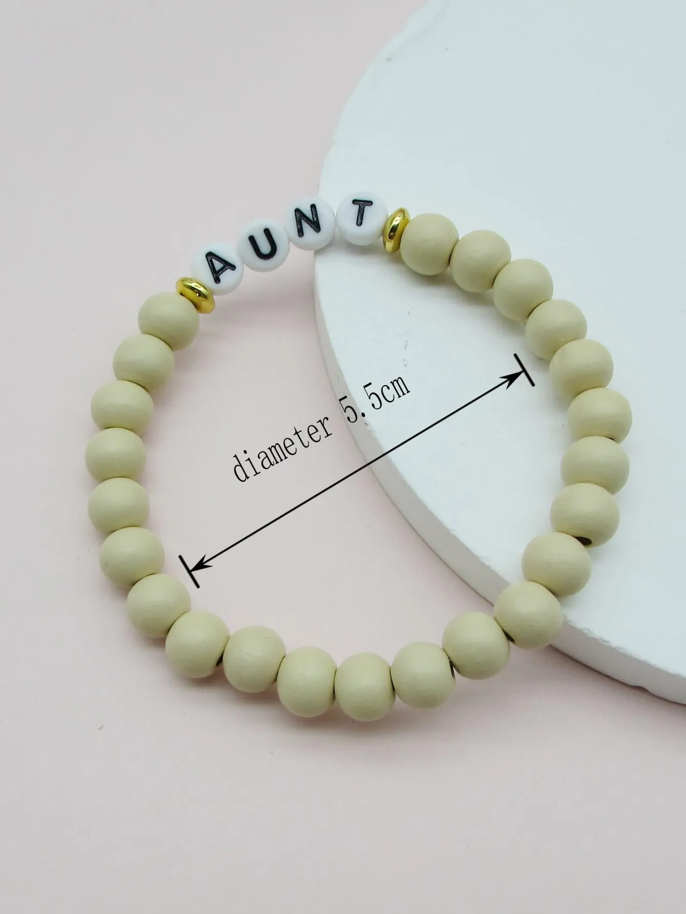 1pc Letter Aunt Detail Wooden Beaded Bracelet Gift for Aunt Aunty