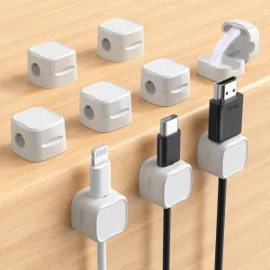 9-Pack Magnetic Cable Clips, Adjustable Cord Holder for Under Desk Cable Management, Adhesive Charger Wire Organizer Keeper for Home Office Desk Phone Car Wall Desktop Nightstand (White)