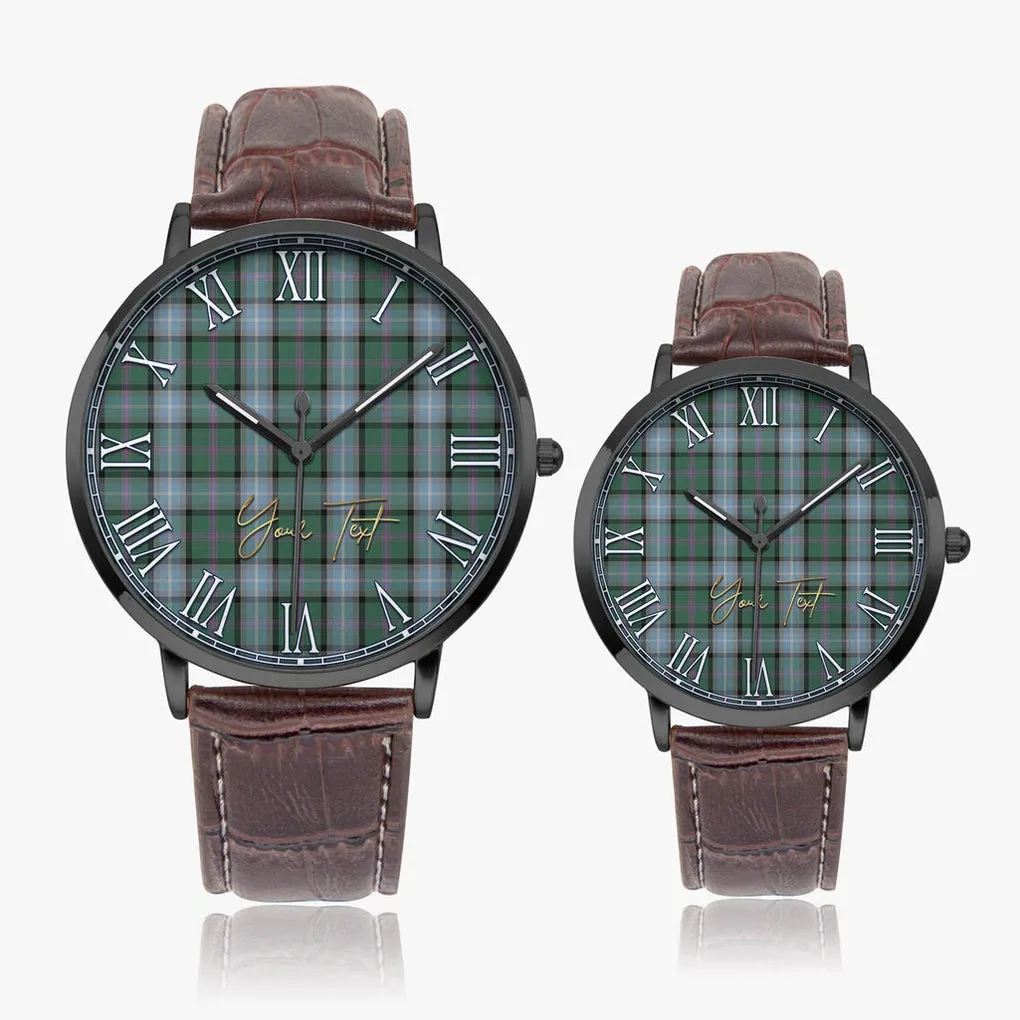 Alexander of Menstry Hunting Tartan Personalized Your Text Leather Trap Quartz Watch