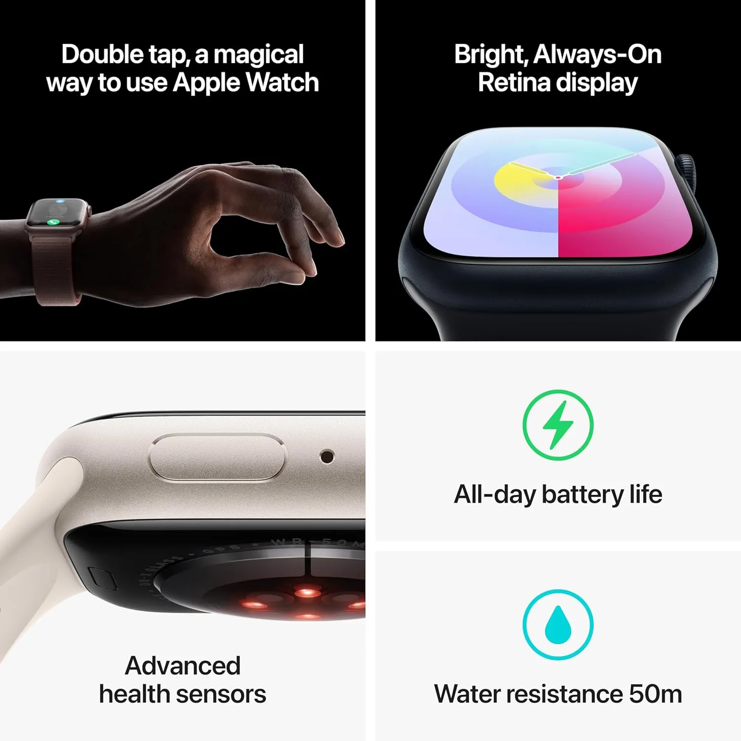 Apple Watch Series 9 [GPS 41mm] Starlight Aluminum Case with Starlight Sport Band, S/M (Renewed)