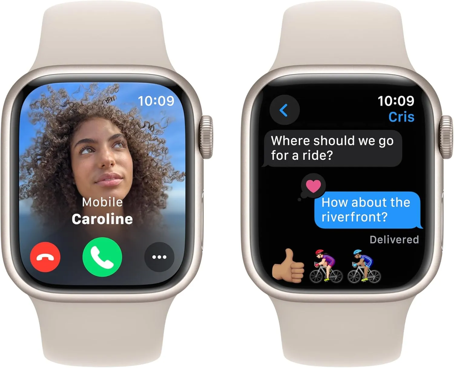 Apple Watch Series 9 [GPS 41mm] Starlight Aluminum Case with Starlight Sport Band, S/M (Renewed)