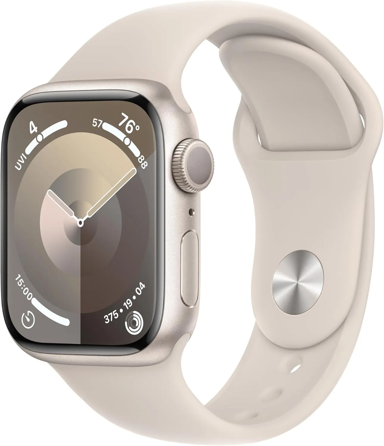 Apple Watch Series 9 [GPS 41mm] Starlight Aluminum Case with Starlight Sport Band, S/M (Renewed)