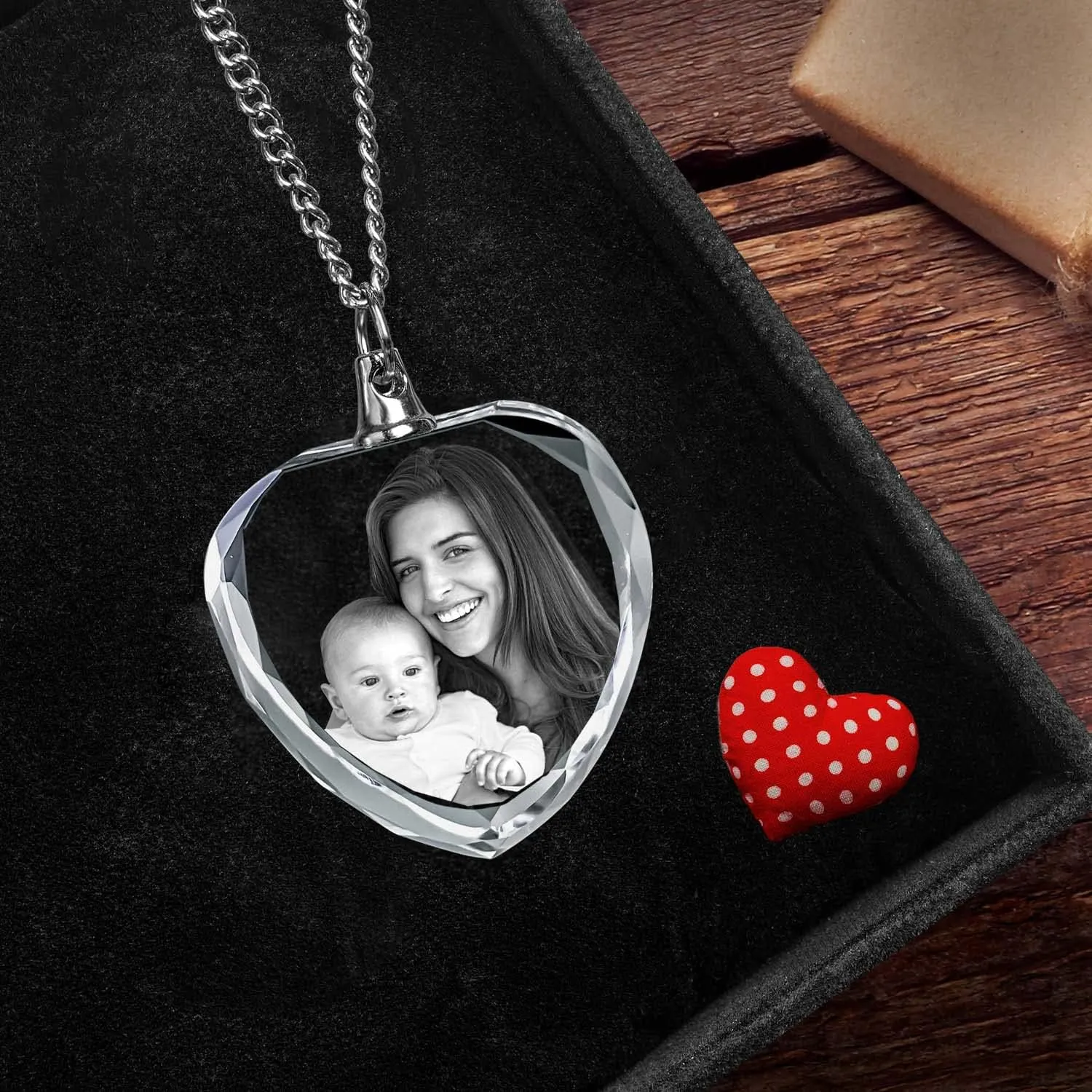 ArtPix 3D Crystal Photo, Personalized Gift Necklace Heart for Fathers Day, Custom Gift for Dad, Father Grandpa, Wife, Her, Great Customized Gifts With Your Own Picture