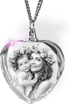ArtPix 3D Crystal Photo, Personalized Gift Necklace Heart for Fathers Day, Custom Gift for Dad, Father Grandpa, Wife, Her, Great Customized Gifts With Your Own Picture