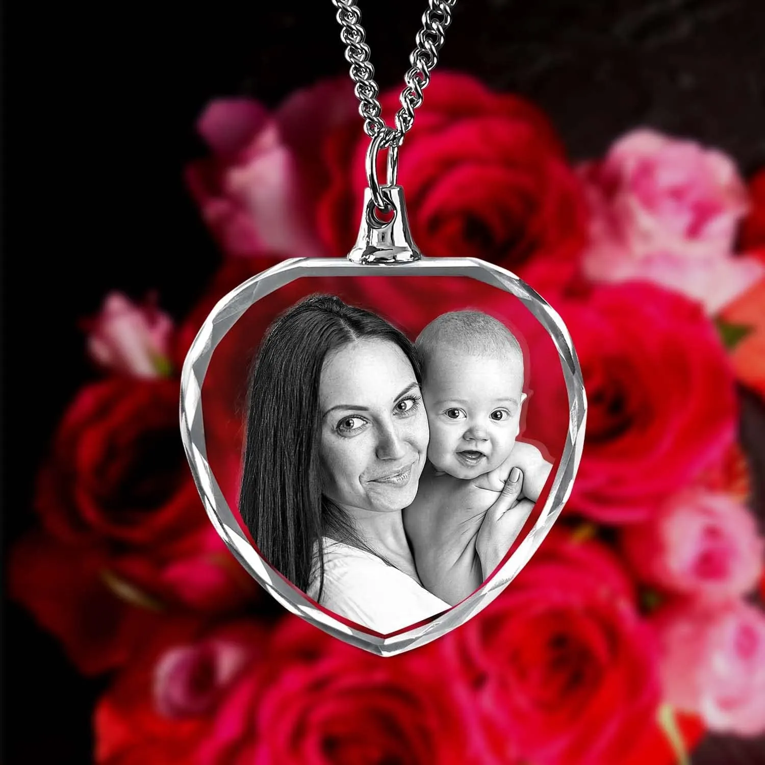 ArtPix 3D Crystal Photo, Personalized Gift Necklace Heart for Fathers Day, Custom Gift for Dad, Father Grandpa, Wife, Her, Great Customized Gifts With Your Own Picture