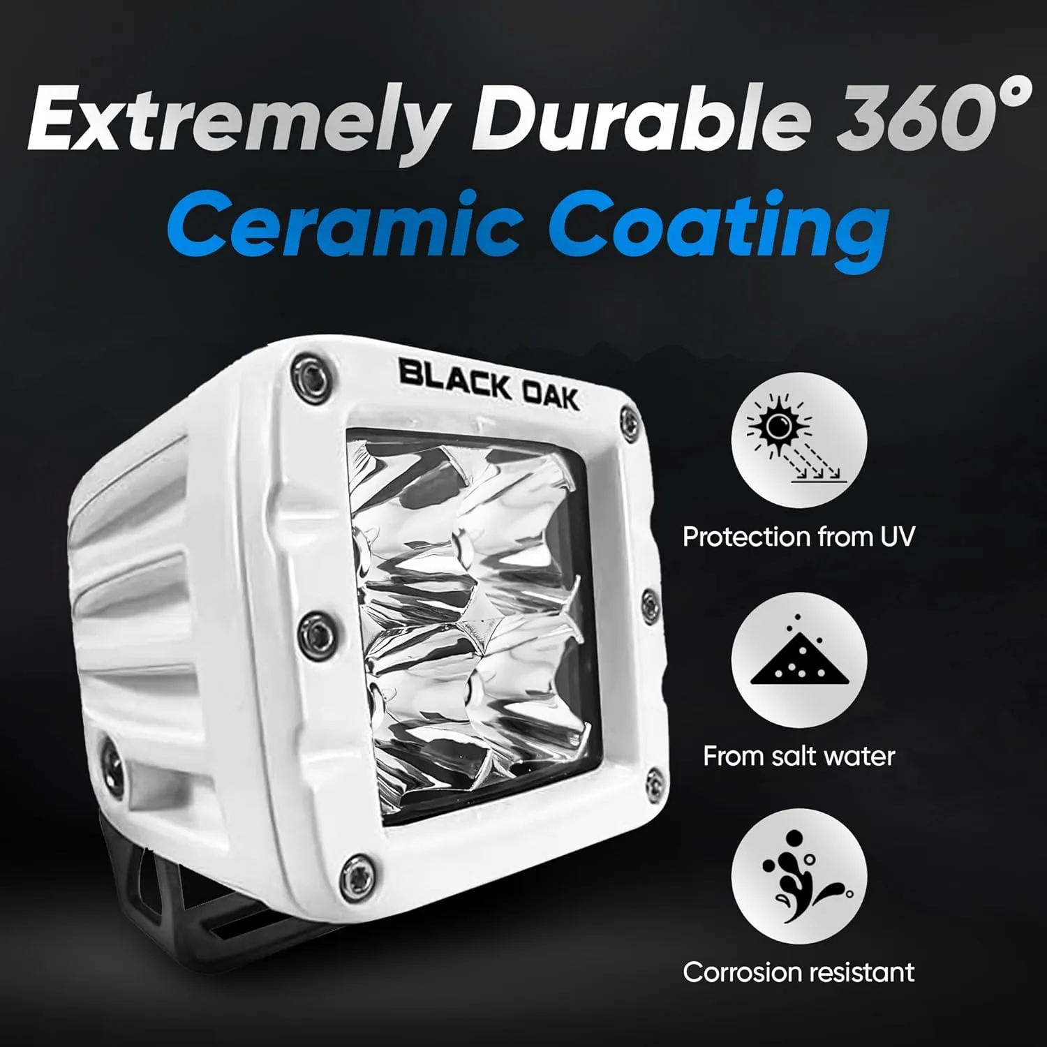 Black Oak LED Pro Series 3.0 Marine 2 Inch POD Light: Flood 40W CREE XM-L2 (1 Pack), Includes Brackets and Wiring Harness, Waterproof Lighting for Offroad Trucks, ATV, UTV, Boats