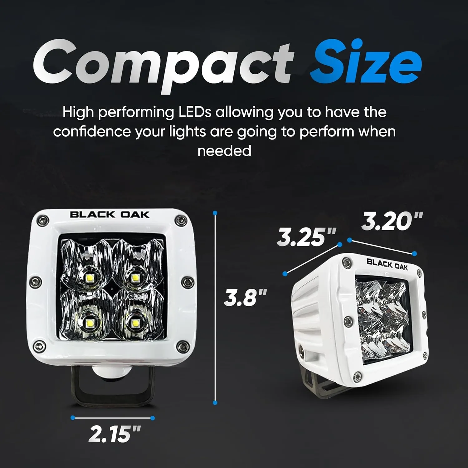 Black Oak LED Pro Series 3.0 Marine 2 Inch POD Light: Flood 40W CREE XM-L2 (1 Pack), Includes Brackets and Wiring Harness, Waterproof Lighting for Offroad Trucks, ATV, UTV, Boats