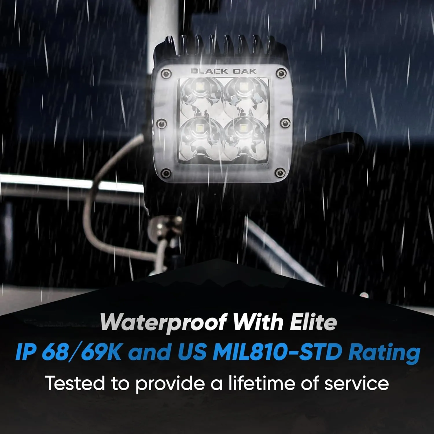 Black Oak LED Pro Series 3.0 Marine 2 Inch POD Light: Flood 40W CREE XM-L2 (1 Pack), Includes Brackets and Wiring Harness, Waterproof Lighting for Offroad Trucks, ATV, UTV, Boats