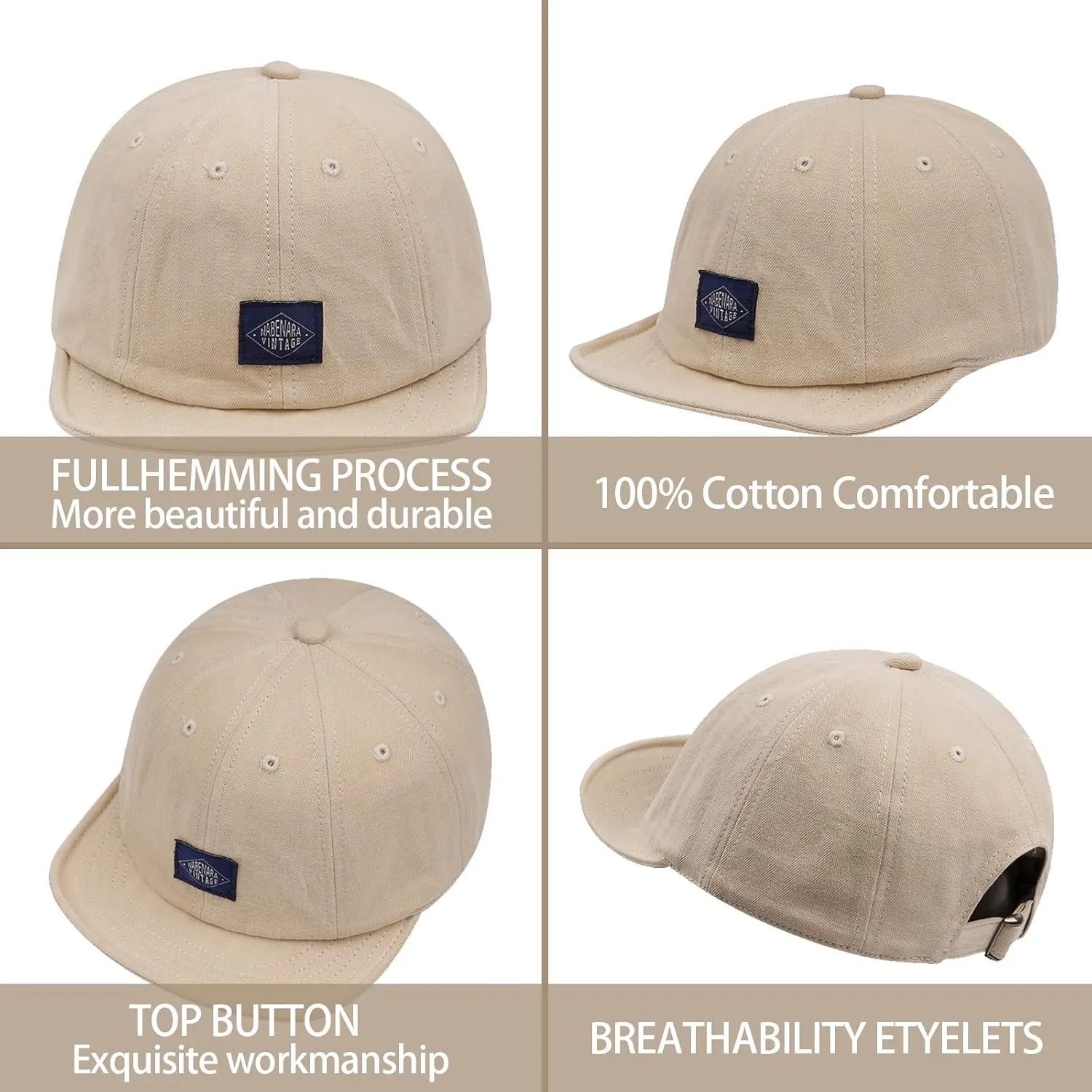 Croogo Short Brim Baseball Cap Low Profile Casual Flat Brimmed Lightweight Hats Cotton Outdoor Adjustable Caps Sun Hat