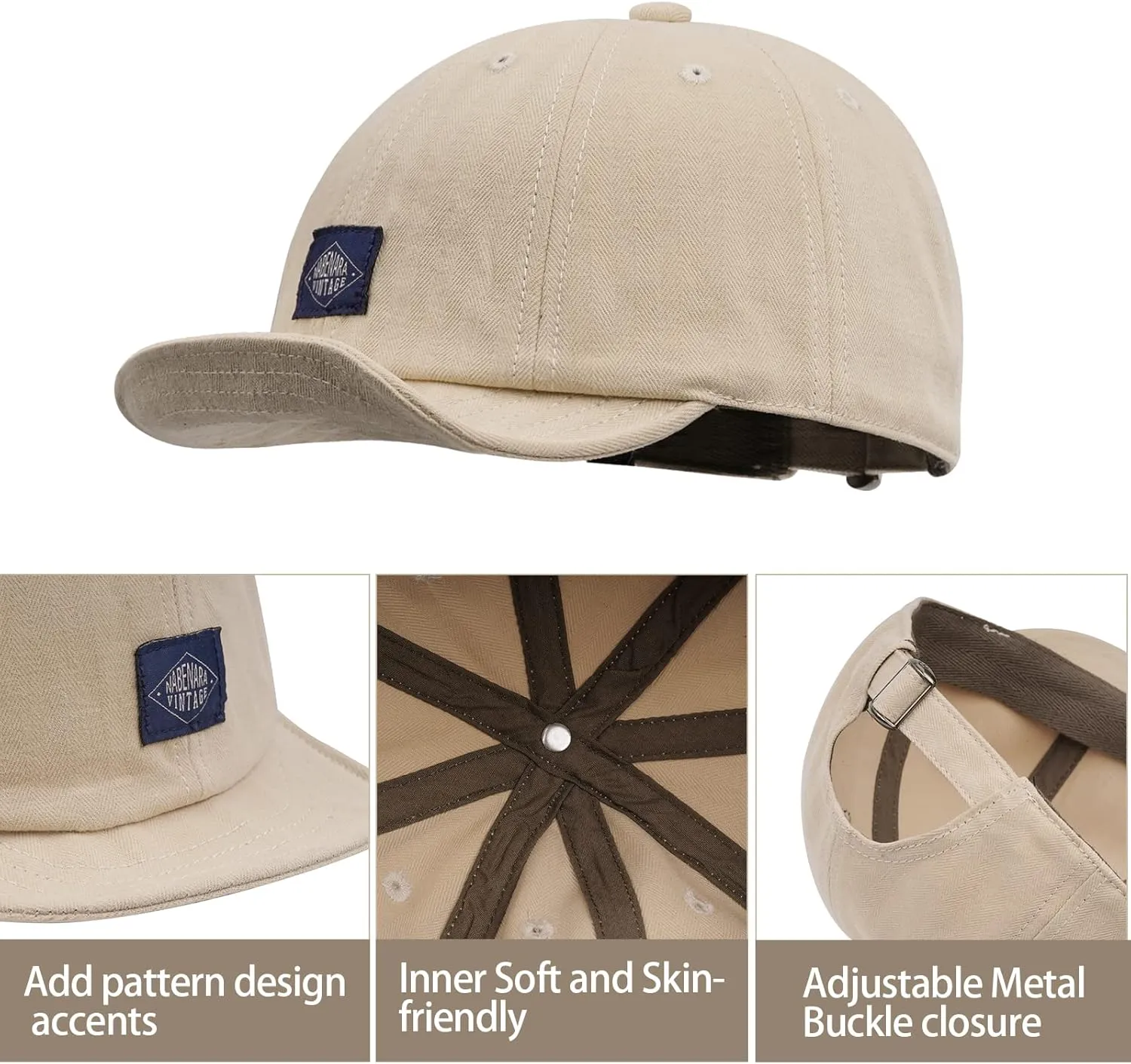 Croogo Short Brim Baseball Cap Low Profile Casual Flat Brimmed Lightweight Hats Cotton Outdoor Adjustable Caps Sun Hat