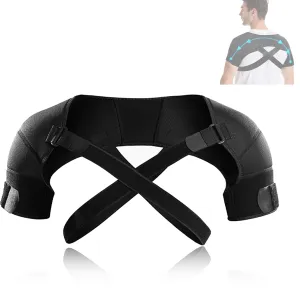 Double Shoulder Support Brace Strap Wrap - Adjustable Shoulder Protector for Women and Men, Black, Comfortable Shoulder Support for Injury Relief, Sports and Daily Use