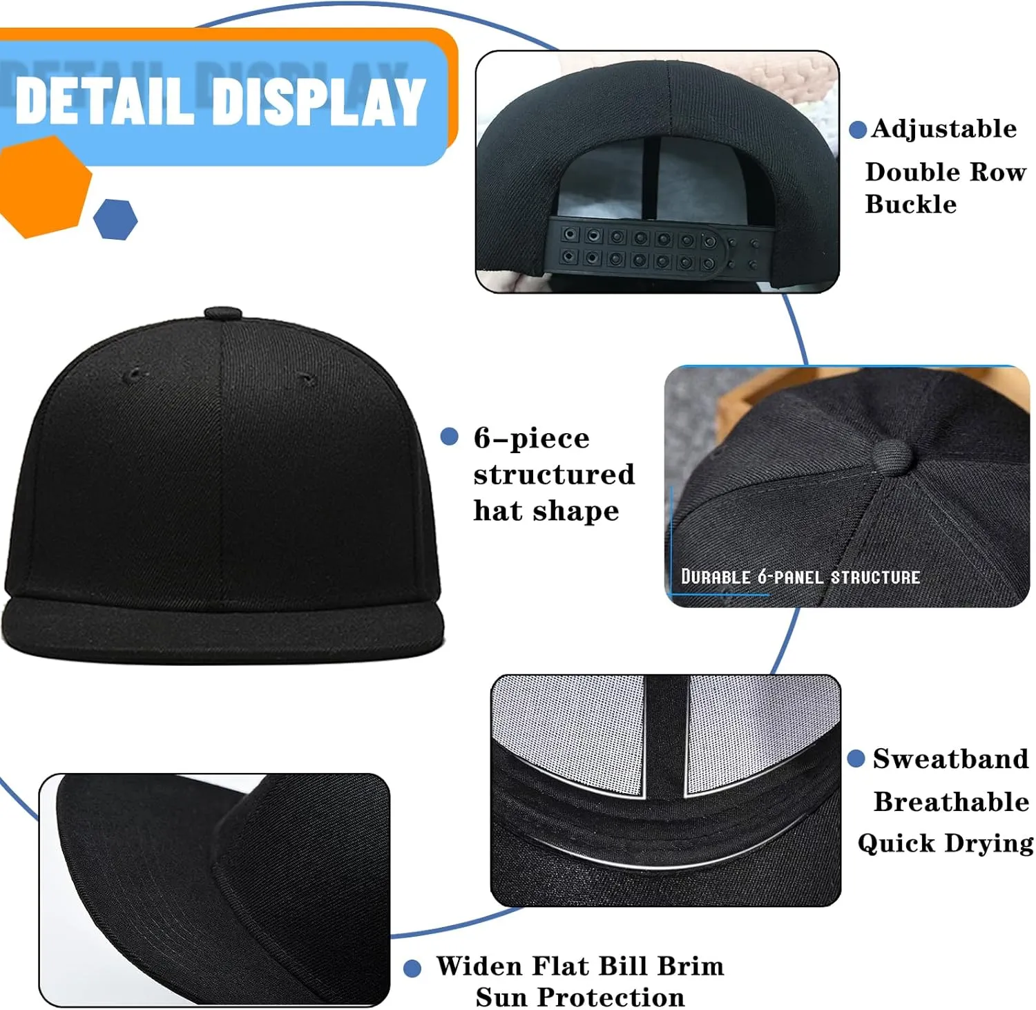 Flat Bill Hats for Men Embroidery Mens Snapback Hats Flat Brim Snap Back Skeleton Skull Hat