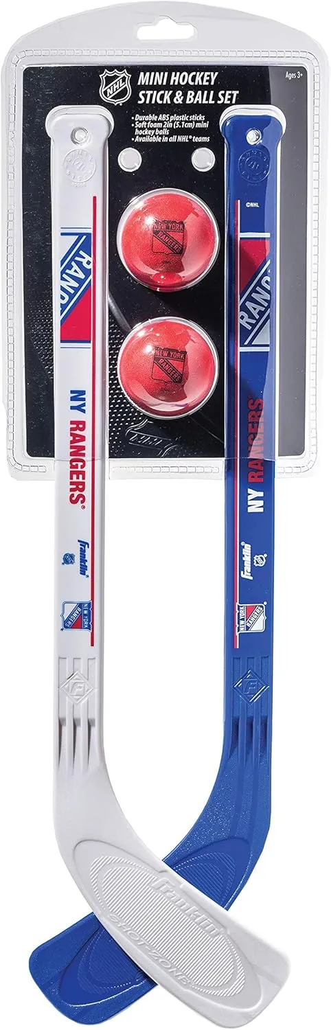 Franklin Sports NHL Mini Hockey Stick Set - NHL Team Knee Hockey Stick and Ball Set - Two Player Stick Set - Great Toy for Kids