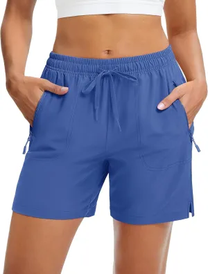 MAGCOMSEN Women's 5" Hiking Shorts UPF 50  Quick Dry Lightweight Athletic Running Golf Summer Casual Shorts with Pockets