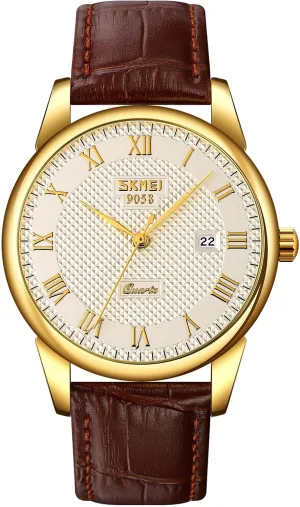 MASTOP Mens Womens Quartz Watch Roman Numeral Business Casual Fashion Analog Wrist Watch Classic Calendar Date Window 30M Waterproof Comfortable Leather Watches