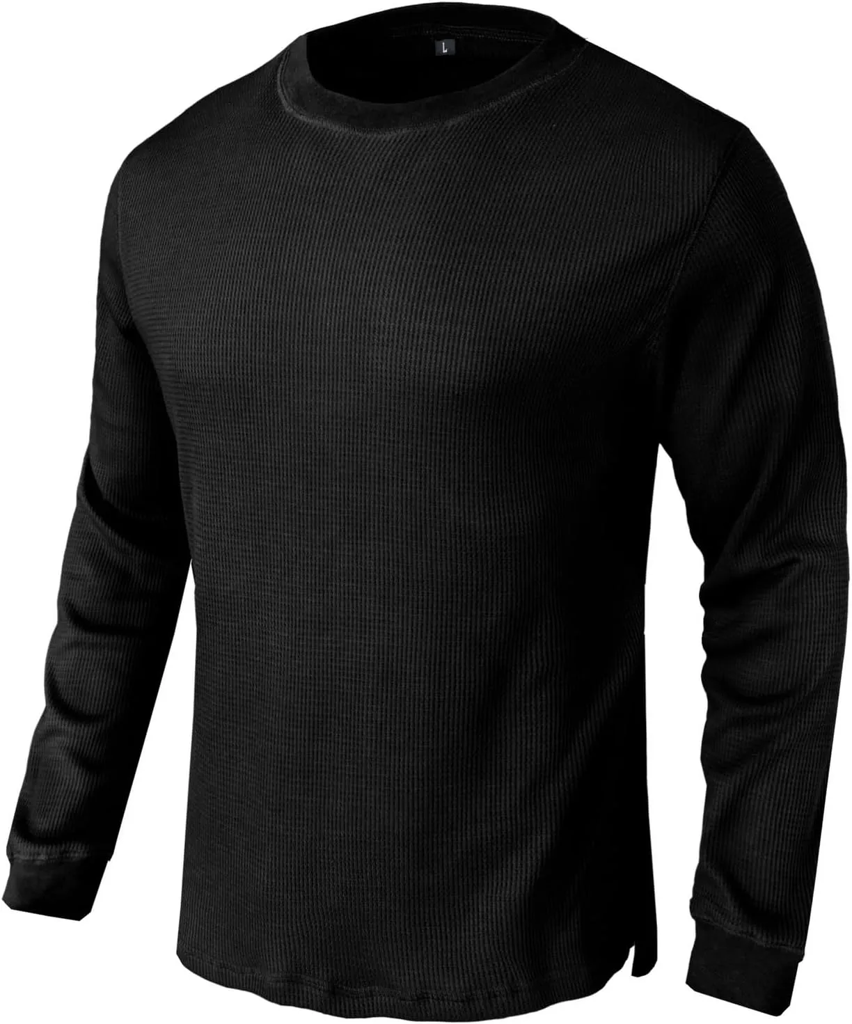 Men's Waffle Basic T-Shirt Long Sleeve Thermal Crew Neck Casual Top Underwear Lightweight Base Layer
