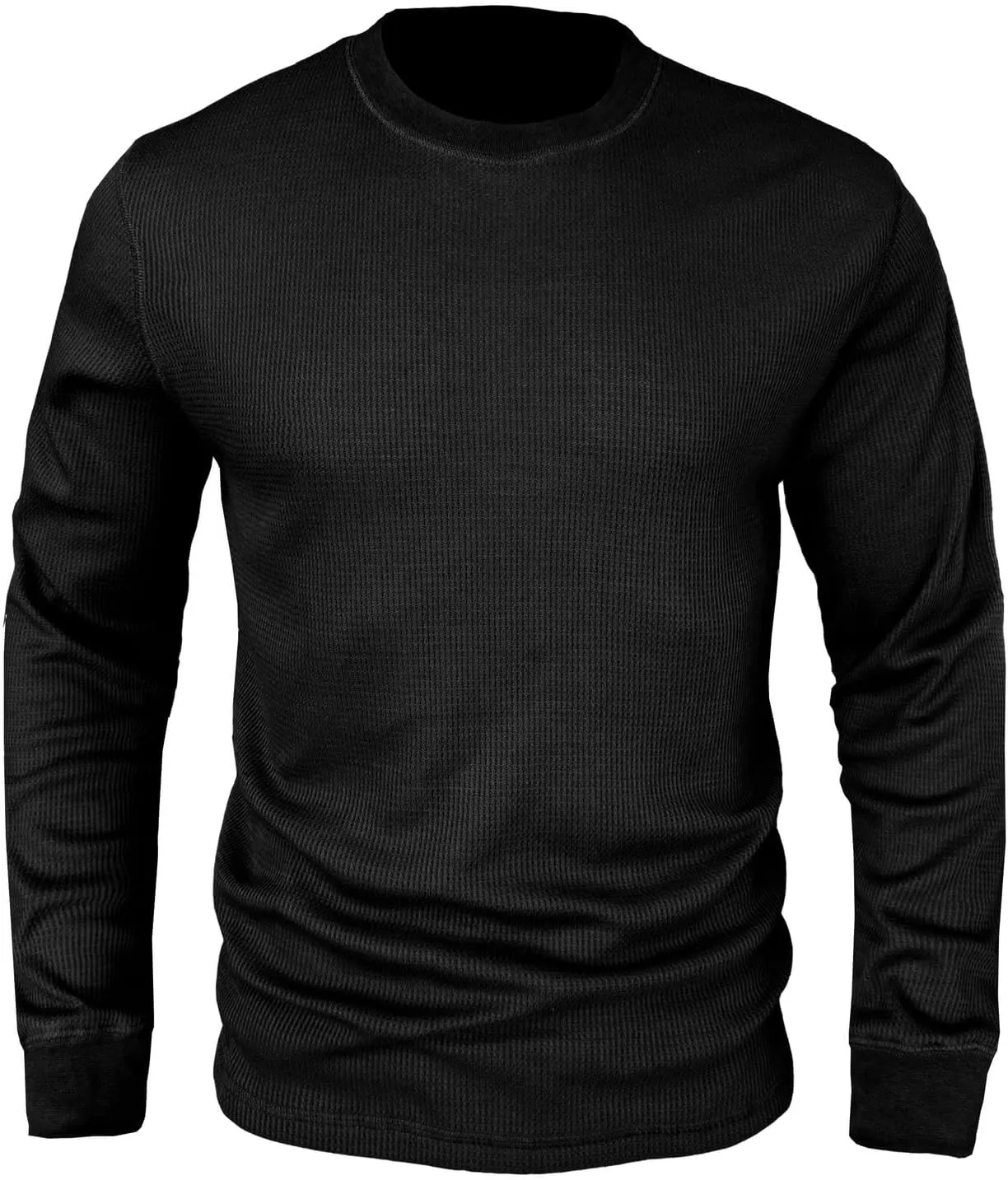 Men's Waffle Basic T-Shirt Long Sleeve Thermal Crew Neck Casual Top Underwear Lightweight Base Layer