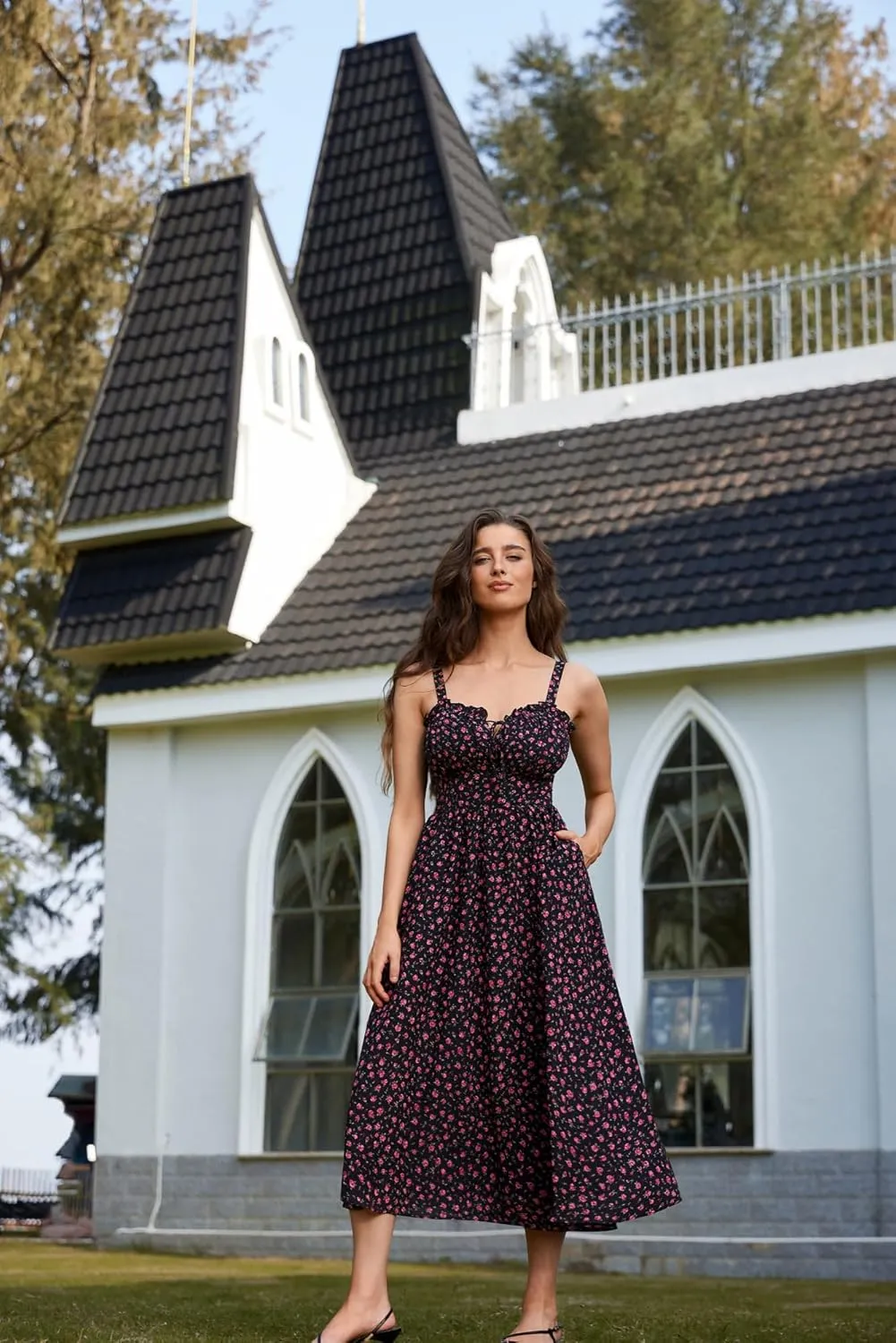 Scarlet Darkness Summer Dresses for Women 2025 Floral Corset Dress Long Milkmaid Dress