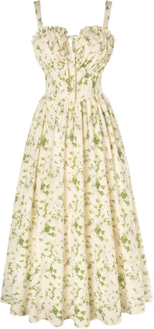 Scarlet Darkness Summer Dresses for Women 2025 Floral Corset Dress Long Milkmaid Dress
