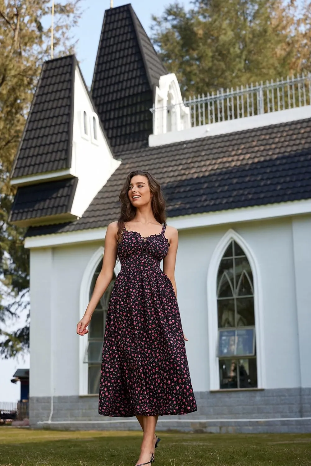 Scarlet Darkness Summer Dresses for Women 2025 Floral Corset Dress Long Milkmaid Dress