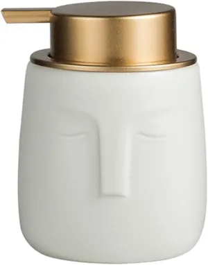 Simcat Hand Soap Dispenser Marble Dish Soap Dispenser Countertop Hand Lotion Pump Bottles Ceramic Lotion Container Refillable Liquid Hand Soap Jar Shower Dispenser (White)