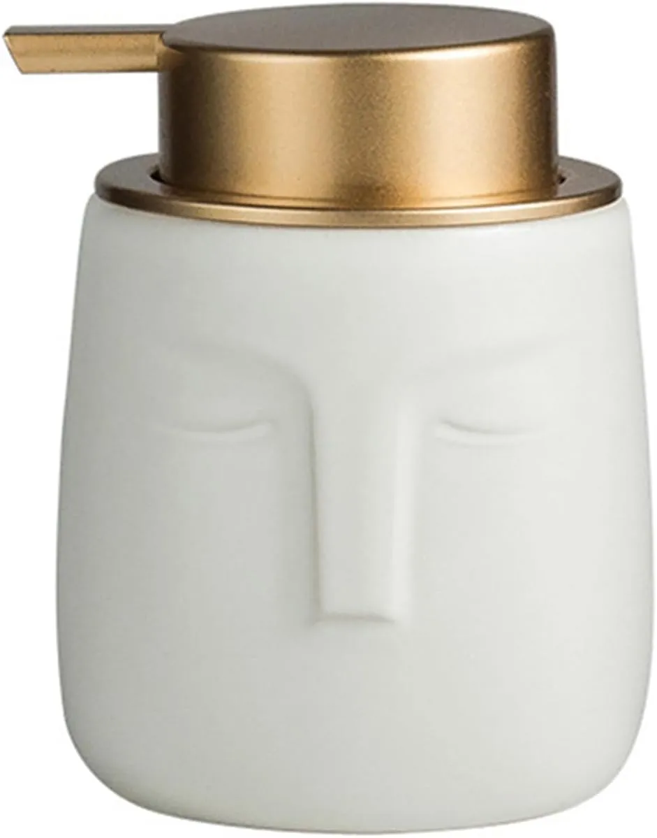 Simcat Hand Soap Dispenser Marble Dish Soap Dispenser Countertop Hand Lotion Pump Bottles Ceramic Lotion Container Refillable Liquid Hand Soap Jar Shower Dispenser (White)
