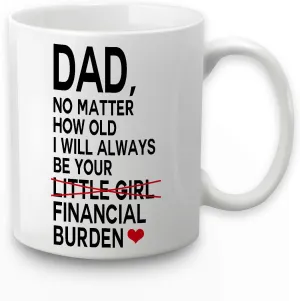 Toshiy Financial Burden Mug - Coffee Mug Gift for Dad from Daughter - Birthday, Father's Day - 11 Ounce