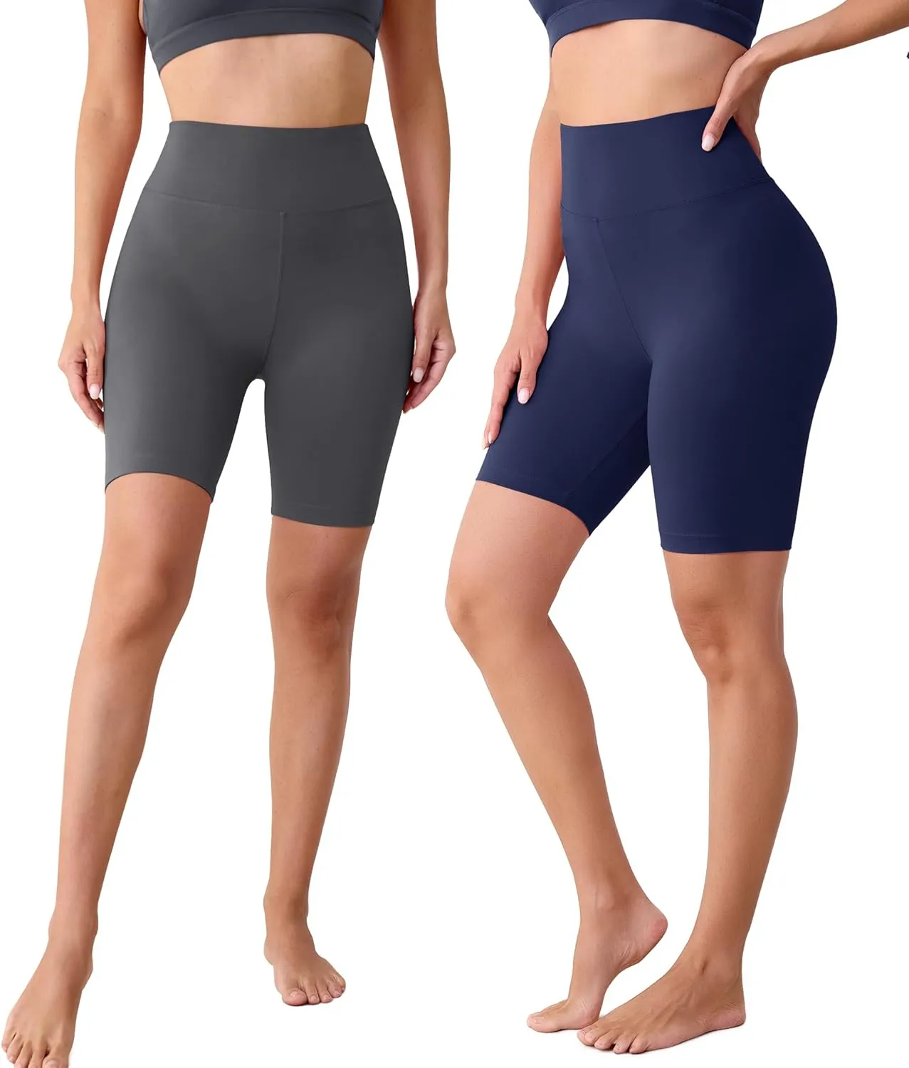 VALANDY Creamlush 4 Pack Biker Shorts Women-8" High Waisted Stretchy Soft Yoga Lounge Shorts