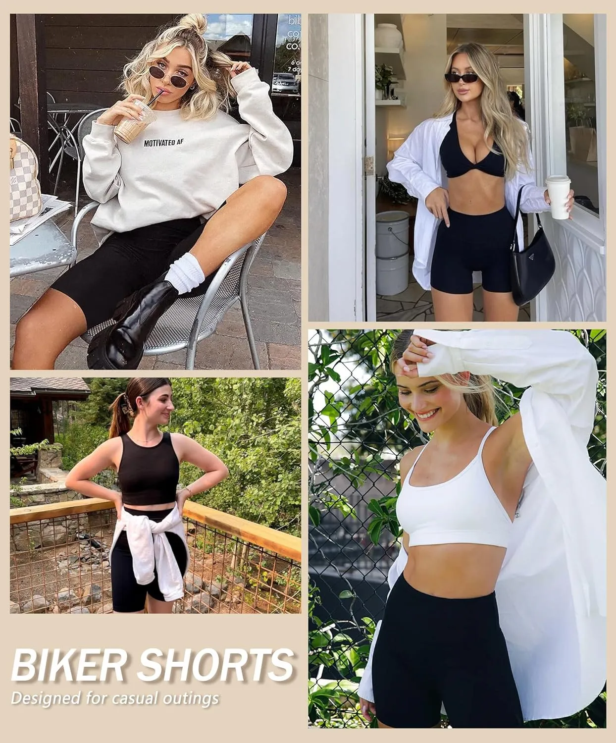 VALANDY Creamlush 4 Pack Biker Shorts Women-8" High Waisted Stretchy Soft Yoga Lounge Shorts