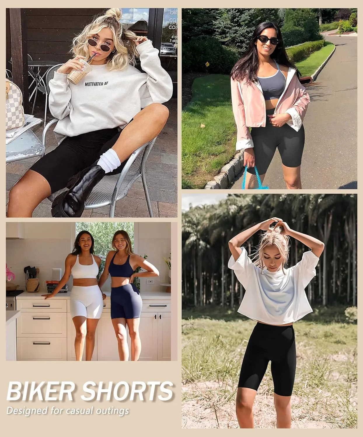 VALANDY Creamlush 4 Pack Biker Shorts Women-8" High Waisted Stretchy Soft Yoga Lounge Shorts