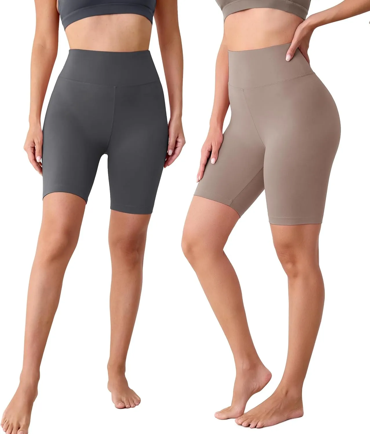 VALANDY Creamlush 4 Pack Biker Shorts Women-8" High Waisted Stretchy Soft Yoga Lounge Shorts