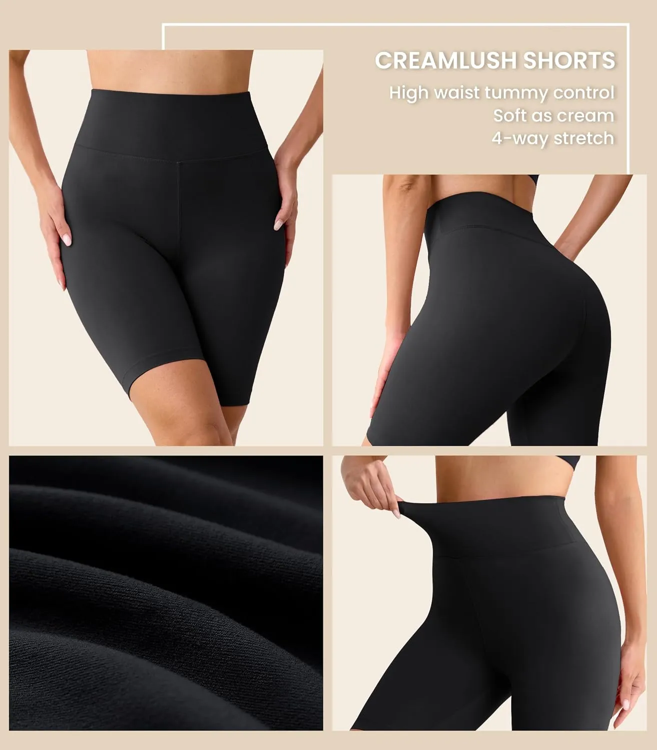 VALANDY Creamlush 4 Pack Biker Shorts Women-8" High Waisted Stretchy Soft Yoga Lounge Shorts