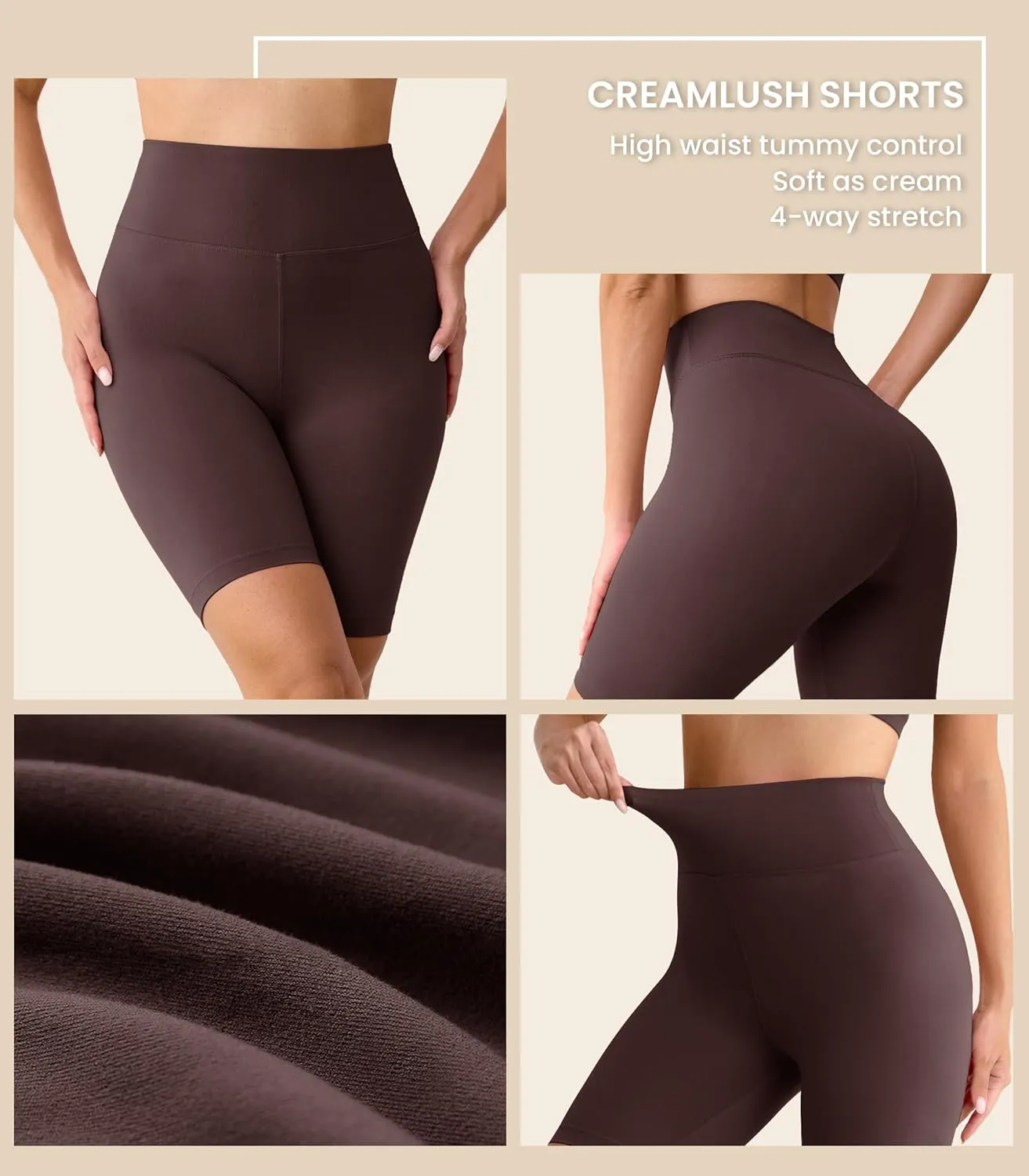 VALANDY Creamlush 4 Pack Biker Shorts Women-8" High Waisted Stretchy Soft Yoga Lounge Shorts