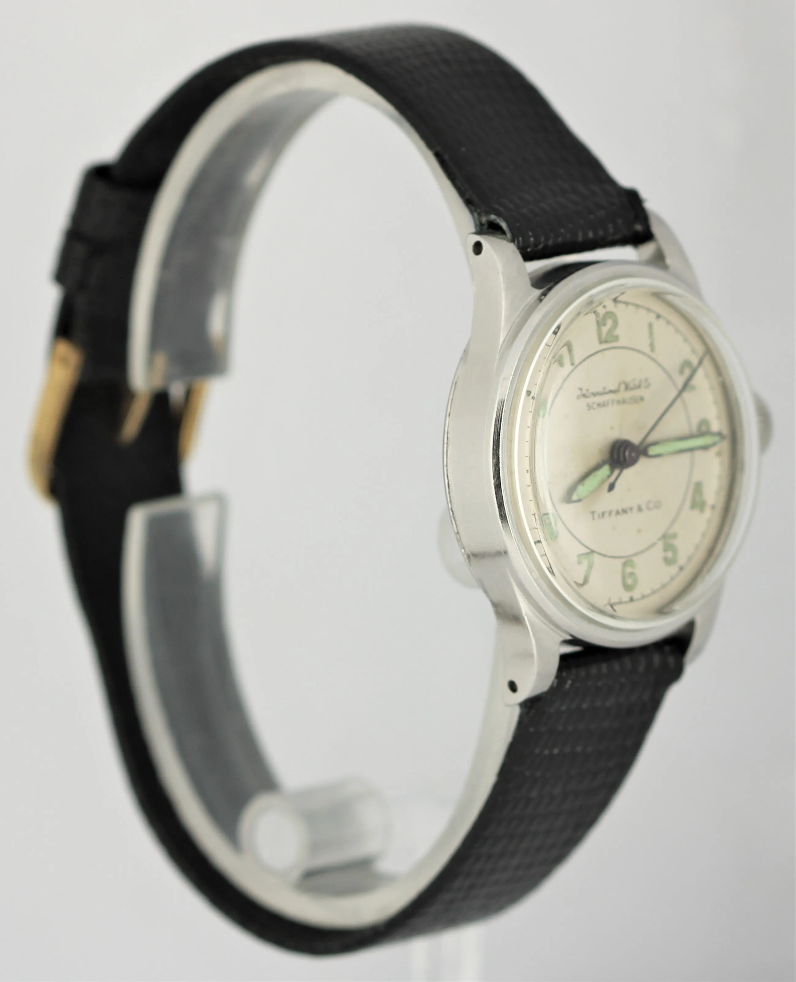 Vintage IWC Schaffhausen Tiffany & Co Stainless Steel Silver 30mm Leather Watch