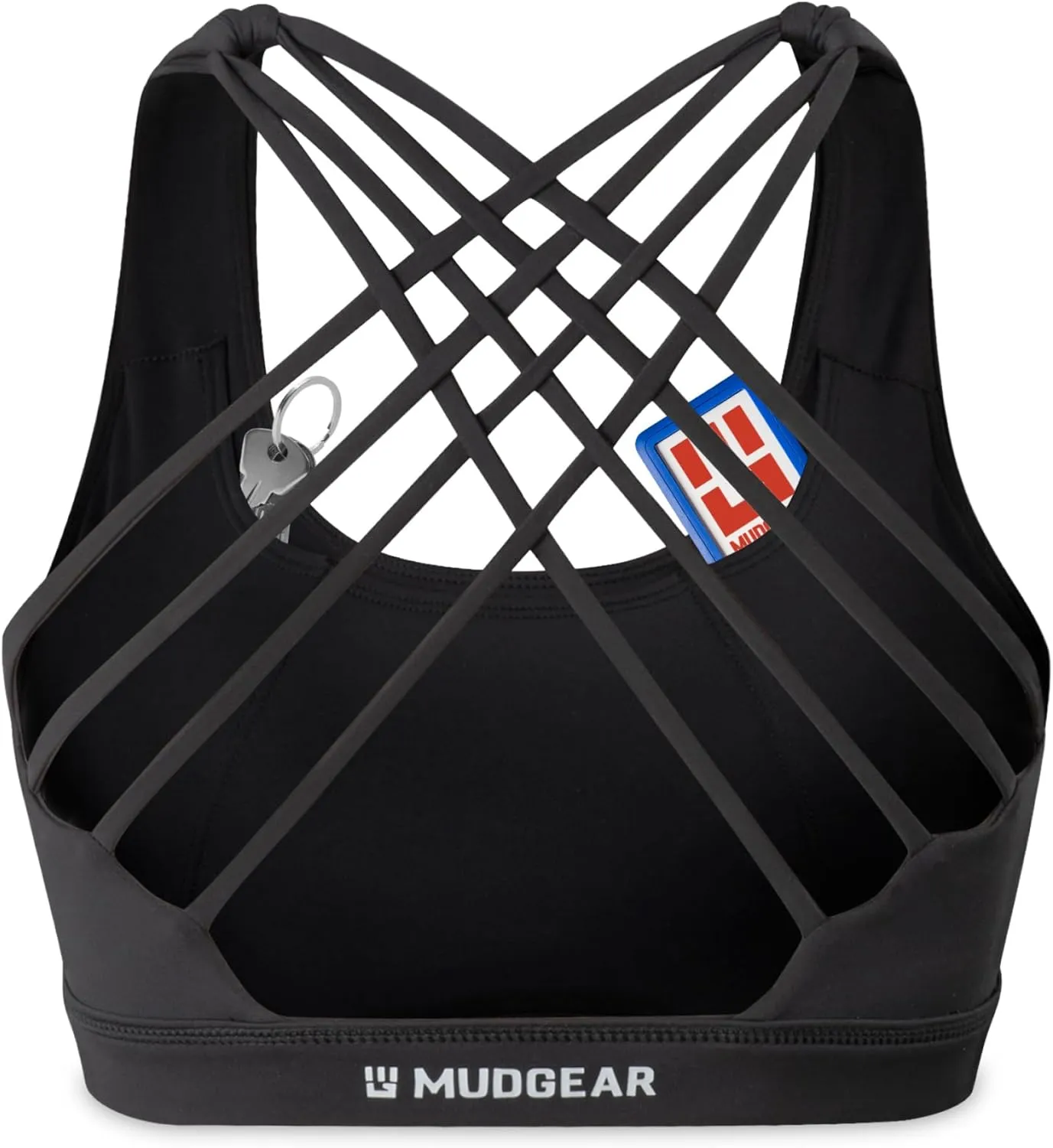 Womens High-Impact Sports Bra, Sweat-Resistant with Hidden Pockets, Wireless Criss-Cross Strappy Back & Removable Pads