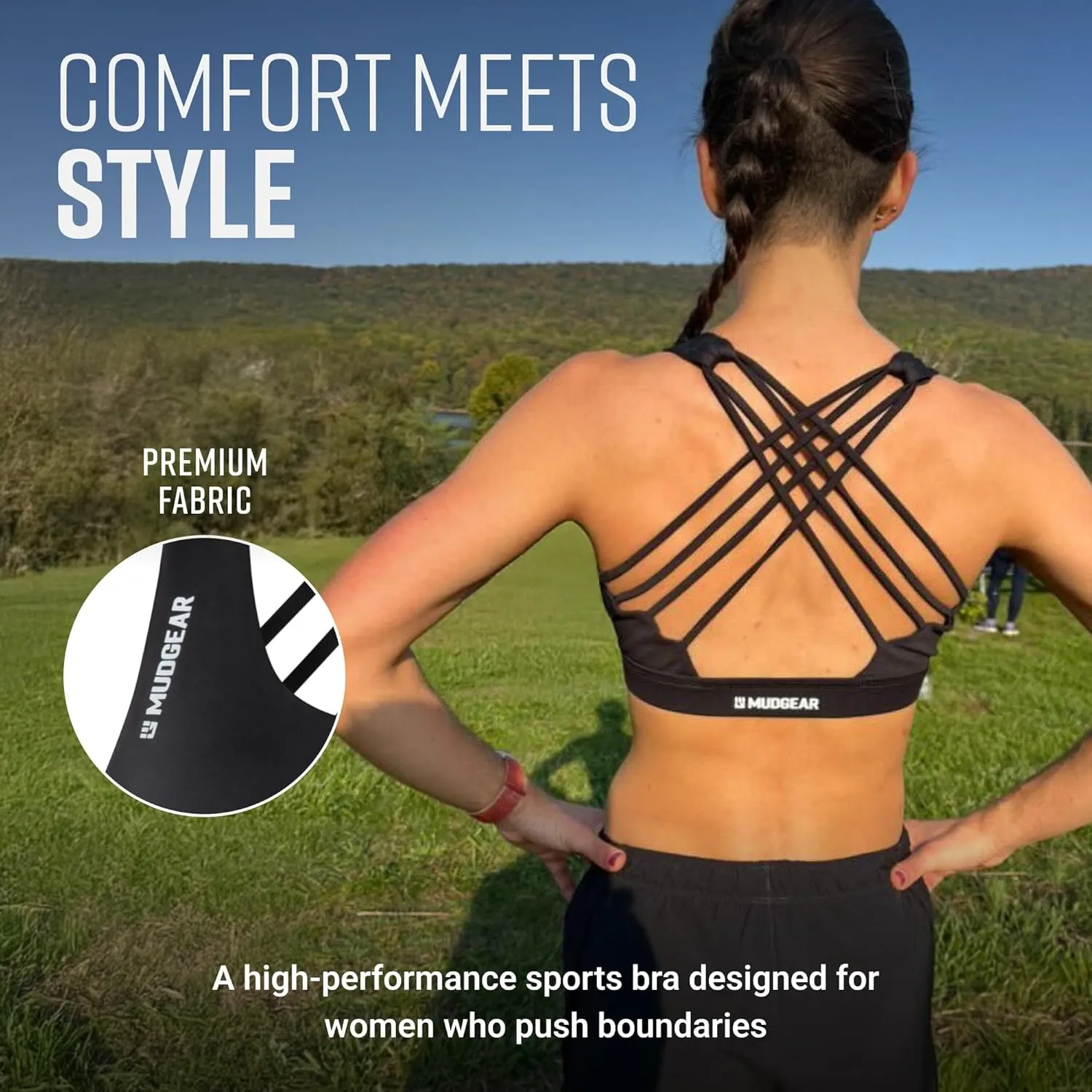 Womens High-Impact Sports Bra, Sweat-Resistant with Hidden Pockets, Wireless Criss-Cross Strappy Back & Removable Pads