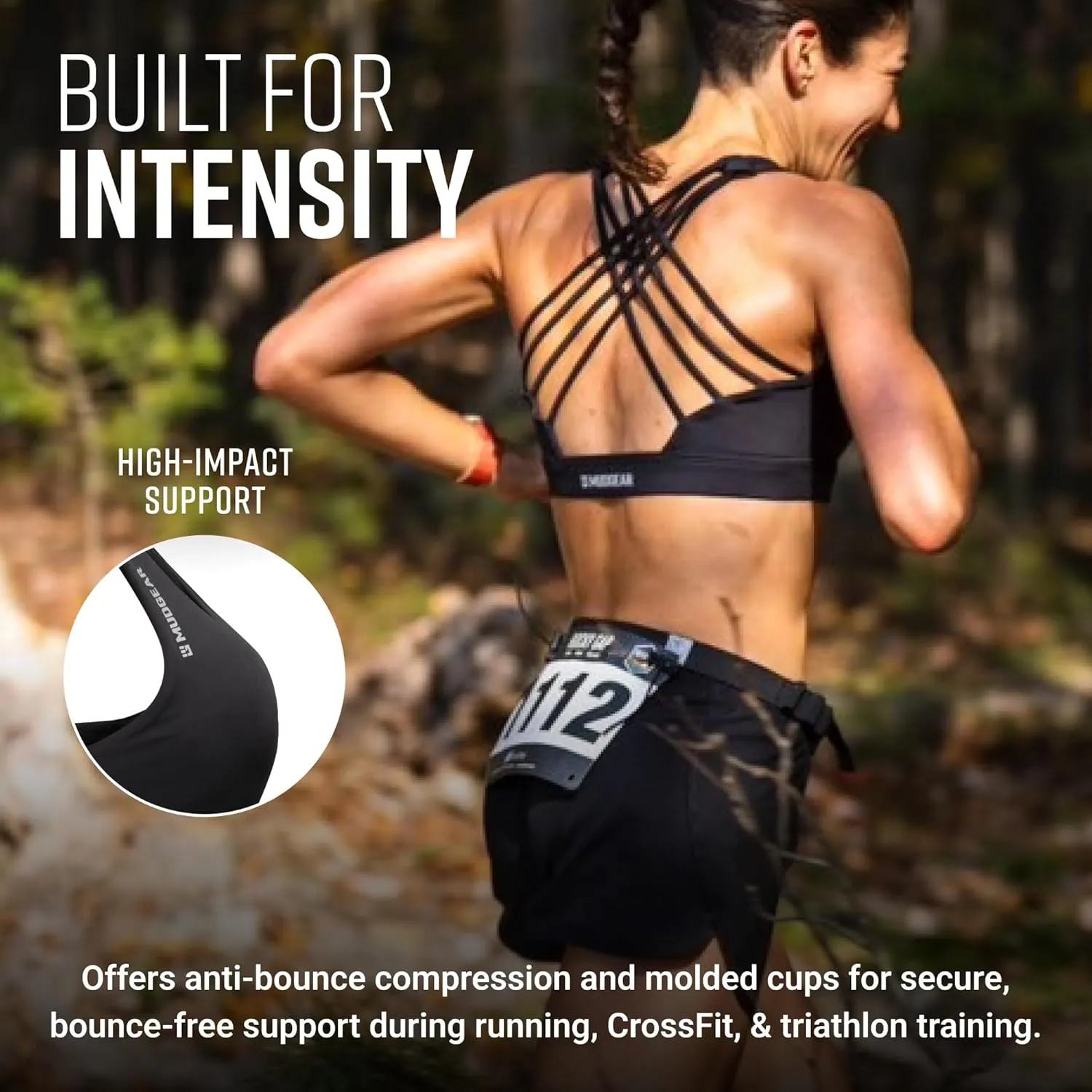 Womens High-Impact Sports Bra, Sweat-Resistant with Hidden Pockets, Wireless Criss-Cross Strappy Back & Removable Pads